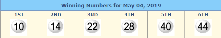 lotto numbers for 4th may 2019